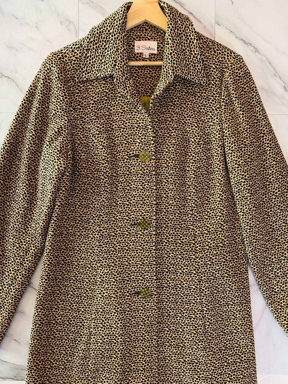 Vintage 3 Sisters Animal Print Pea Coat Size Large
